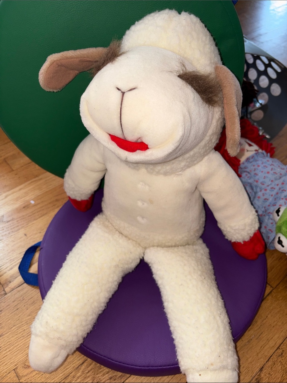 Lambchop Plush Lamb Comfort Toy - Cream with Red Accents